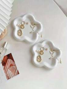 2pcs Flower & Cloud Patterned Nail Art Rhinestone Jewelry Storage Tray, Creative Kitchen Decoration Tray For Jewelry, Necklace, Earring, Bracelet Storage Gifts For Women