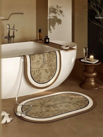 1 件硅胶浴室垫，美拉德彩色图案地垫，适用于卧室、客厅、书房、儿童房、厨房、餐厅和浴室，防霉易清洁，非常适合情人节礼物