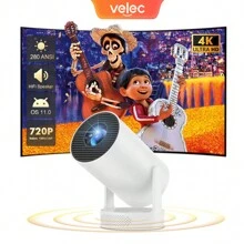 VELEC HY300 Pro HIFI Proiettore con altoparlante Android 11 Dual Wifi6 280ANSI Allwinner H713 BT5.0 1280*720P 4K aggiornamento Proiettore audio per film