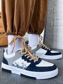 Mens Casual Anti-slip Sneakers,Monogram Skate Shoes,Lace-up design,Casual lace-up trainers,Breathable lightweight knitted mesh shoes,Mens Retro Fashion Casual Shoes,Clash Colour Splicing Skateboarding Sneakers,Mens Canvas Shoes,Ideal for Casual and Stylish,Ideal Gift to Start the School Year,Mens Retro Fashion Casual Shoes,Clash Colour Splicing Skateboarding Shoes,Mens Breathable Monogram Lace-Up Sneakers,Mens Breathable Monogram Lace-up Sneakers,Mens Breathable Monogram Lace-Up Sneakers - azul oscuro - Ver 8