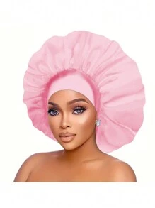 2/4 pezzi Cuffia da notte in seta, cuffie da notte in raso, cuffia da notte in seta con fascia elastica morbida, avvolgimento per capelli in seta per capelli ricci (Nero e Rosa)