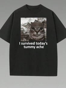 Solid Color Casual Women's Printed Round Neck Large Size T-Shirt, Suitable For Home, Sports And Shopping, Soft And Comfortable, Suitable For Spring And Summer Wear, Women's Tops, Women's Gifts - màu đen - Xem 1