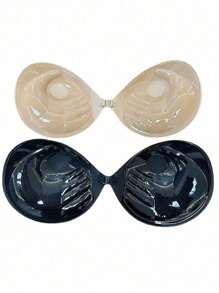 1/2 对隐形无肩带粘性凝胶文胸，3 厘米加厚聚拢，粘性乳房提升胶带，适用于小胸部和乳头遮盖，适合婚纱和礼服 - 彩色 - 查看 9