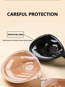 1/2 对隐形无肩带粘性凝胶文胸，3 厘米加厚聚拢，粘性乳房提升胶带，适用于小胸部和乳头遮盖，适合婚纱和礼服 - 彩色 - 查看 6