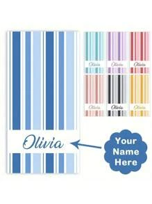 1pc Personalized Ultra-Soft Microfiber Beach Towel, Quick-Drying Microfiber, Customized Name Design, Modern Polyester Fabric, Dreamlike Pattern Rectangle Towel, Suitable For Beach, Yoga And Sports - 250gsm Knitted Fabric - Multicolor - View 11