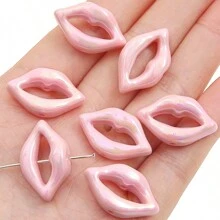 beadia 10/30pcs 25x15mm Acrylic Plated Colored (White, Rose Red, Pink, Purple, Black)Lip Shaped Beads For DIY Accessories On Necklaces And Bracelets By Handmade DIY