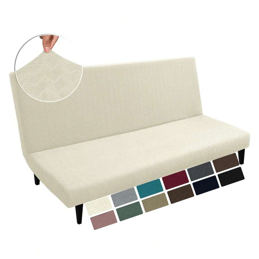 1pc Full Size Futon Cover, Triple 2025 Upgraded Queen Futon Mattress Cover Washable Armless Sofa Cover Sofa Cover Stretch Sofa Bed Furniture Protector With Elastic At Bottom - Beige - View 1
