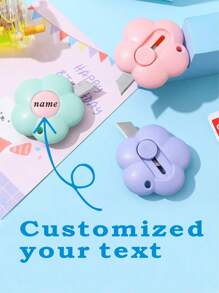 Customized Personalized Minimalist Portable Utility Knife With Flower Design, Mini Student Mail Opener Cutter, Office Supply Box Opener - Multicolor - View 1