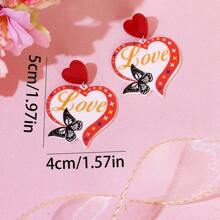 1pc Fashionable & Elegant Heart Love Butterfly Earrings, Best Gift For Girl And Girls On Valentine's Day