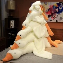 Creative Big White Goose Plush Toy Throw Pillow Cute Lying Posture Goose Waist Office Nap Pillow Valentine's Day Gift Home Decoration Plush Doll Children Comfort Dolls For Boyfriend And Girlfriend New Year Holiday Gift Can Clamp Legs Sleeping Long Throw Pillow