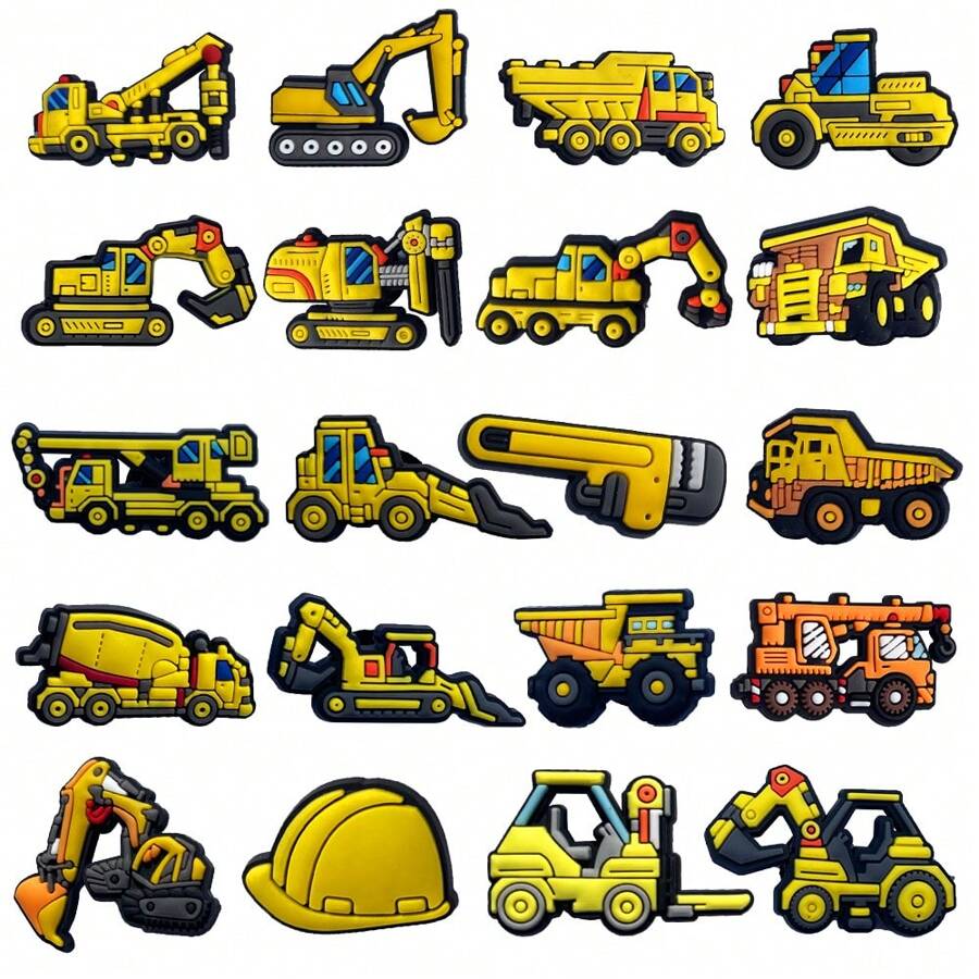 juxzh-20pcs-cute-excavator-engineering-vehicle-cars-shoe-decoration
