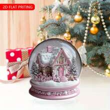 Snow Globe Desk Decor Acrylic Flat Ornaments Tabletop Decorations Winter Home Decor For Living Room Farmhouse