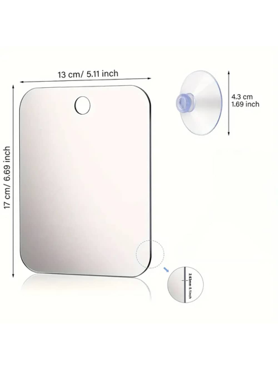 Shatterproof Acrylic Bathroom Mirror, Fogless Shaving Spiegel Men, Suction Cup Hang Wand Mountable Home Best Birthday Graduation Back To School Room Supplies view 2