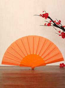 1PC Multi-Color Fashion Simple Solid Color Folding Fan, Perfect Gift For Friends, Family And Classmates