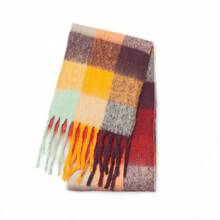 2025 Winter Thick Warm Scarf Women Cashmere Shawl And Wraps Pashmina Neckerchief Bufanda Female Rainbow Hairy Tessel Echarpe New - DS127-04 - Xem 9