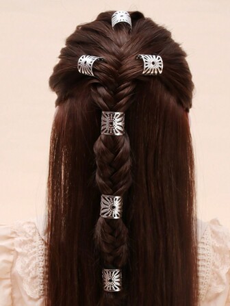 6 buc cleme de păr aurii în formă de floarea-soarelui pentru fete, stil punk, accesorii de păr mari, argintii, sculptate, potrivite pentru întoarcerea la școală, împletituri