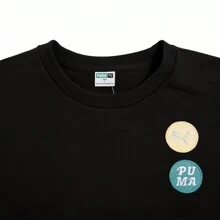 Puma 純棉寬鬆運動休閒徽章圓領蝙蝠套頭衫衛衣抽拉繩 - 黑色 - 查看 9