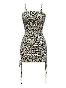 女士性感时尚豹纹吊带裙