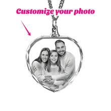 1pc Customized Anniversary Gift, Laser Engraved Photo Crystal Necklace, Personalized Photo/Group Portrait Memorial Necklace, Couple/Mother-Child/Family Photo Customized Mother's Day, Father's Day, Easter Gift, Suitable For Anniversary, Birthday, Daily Wear, Gala, Father's Day - Transparent - View 5