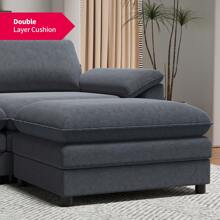 Modern Linen Convertible 3 Seater L-Shaped Cloud Sofa With Storage Ottoman,Deep Seat - Dark Grey - View 5
