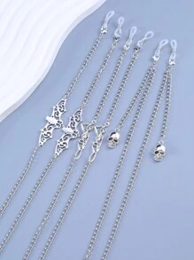 3 件装时尚金属链蝙蝠、、骷髅吊坠眼镜链 - 彩色 - 查看 2