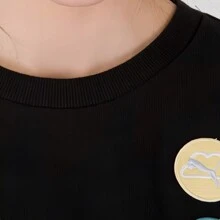 Puma 純棉寬鬆運動休閒徽章圓領蝙蝠套頭衫衛衣抽拉繩 - 黑色 - 查看 6