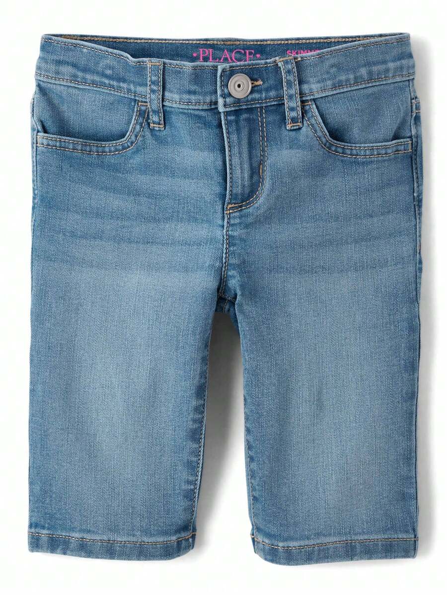 The Children's PLACE Girls Denim Skimmer Shorts Knee Length Mid Rise - 秋季清洗 - 查看 1