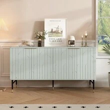 Sideboard Buffet Cabinet, Modern Accent Cabinet With 4 Door, Entryway Cabinet With Storage For Living Room, Dinning Room,Gray