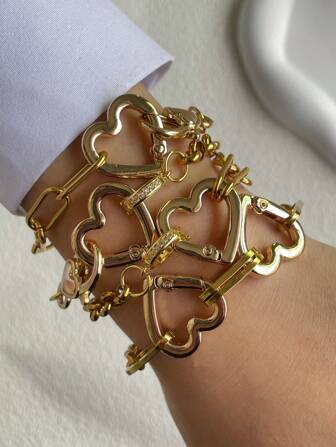 1pc Heart Shaped Bracelet Design Bracelet Chain, As A Gift For Couples, Friends, And Family On Daily Life And Festival Occasions