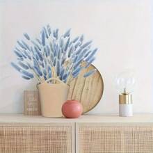 60/100 pezzi di fiori secchi di Lagurus Ovatus soffici di colore blu chiaro, coda di coniglio, per decorazioni boho in casa, matrimoni, tavolo da pranzo, raduni di fattoria, regali per feste, compleanni, lauree, decorazioni autunnali