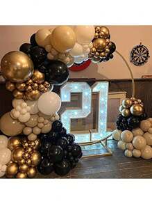 73 Peças Kit de Guirlanda de Balões de Látex Preto Dourado Branco e Areia para Decoração de Bottom de Festa de Aniversário, Casamento, Natal