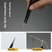 6 Pcs Stainless Steel ESD Precision Tweezers, Multipurpose Fine Tip Bent Tweezers Anti-Static Tweezers For Phone Repair, Eyelash Extension, Nail Art, DIY Small Items Picking, Tools For Men