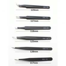 6 Pcs Stainless Steel ESD Precision Tweezers, Multipurpose Fine Tip Bent Tweezers Anti-Static Tweezers For Phone Repair, Eyelash Extension, Nail Art, DIY Small Items Picking, Tools For Men