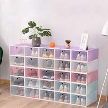 20Pcs Plastic Shoe Boxes Stackable Large Shoe Storage Boxes With Lids