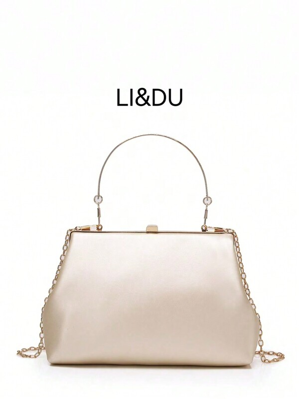 Valentine's Day Gift Large Capacity Handheld Simplistic & Romantic Metal Clasp Clutch Bag For Evening Party And Wedding