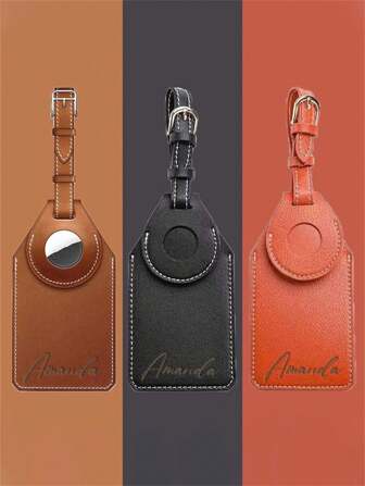 1 pieza Funda personalizada con grabado compatible con AirTag de Apple, resistente a golpes y protectora, con llavero, envoltura para equipaje, accesorio personalizado con nombre en llavero - Sin batería requerida