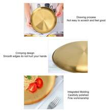 1pc, Dinner Plate, Stainless Steel Food Serving Tray, Large Round Tray Platter For Barbecue Cake Salad Dish For Home Restaurant