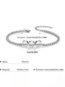 1 Piece - Custom Engraved Stainless Steel Bracelet Is Dazzling And Paired With An Exquisite Round Pendant.