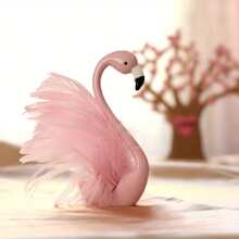 قطعة واحدة تمثال الفلامنجو الزهري، ديكور من الريش لتمثال البجع، كعكة الزينة البراقة لغرفة البنات أو المكتب