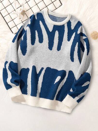 1 st tonårspojkar vintage casual mjuk lapptäcke pullover, varm utomhusstickad tröja, vår/höst/vinter