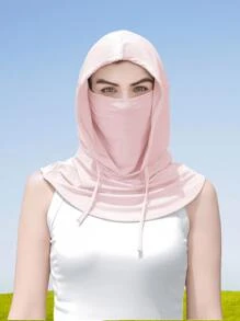 1 件男女通用冰丝遮阳拉法帽 - 防紫外线全脸罩，适合骑行 - 透气、无缝、可调节颈围围巾，带抽绳，户外摩托车骑行自行车钓鱼头饰帽子，带挂耳，女士防晒面罩，男士骑行风帽，滑雪面罩