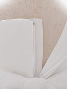 Robe de princesse en maille avec nœud & fleur pour bébé fille, convient pour fête & demoiselle d'honneur, motif de tissu aléatoire, bandeau non inclus - Blanc - Voir 10