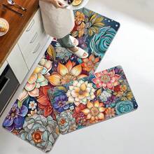 1pc Home Decor, Room Decor, Bathroom Decor, Bathroom Bath Mat, Bathroom Non-Slip Mat, Kitchen Decor, Kitchen Mat, Bathroom Set, Entryway Rug, Door Mat, Soft Plush Surface, Home Decoration, Anti-Fatigue Mat, Colorful Retro Floral Pattern Mat, Bohemian Style, Soft & Comfortable Surface, Relaxes Feet, Relieves Fatigue Floor Carpet Outdoor Rug Door Mat