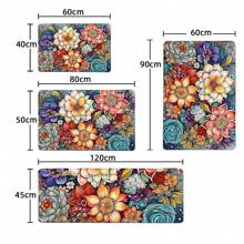 1pc Home Decor, Room Decor, Bathroom Decor, Bathroom Bath Mat, Bathroom Non-Slip Mat, Kitchen Decor, Kitchen Mat, Bathroom Set, Entryway Rug, Door Mat, Soft Plush Surface, Home Decoration, Anti-Fatigue Mat, Colorful Retro Floral Pattern Mat, Bohemian Style, Soft & Comfortable Surface, Relaxes Feet, Relieves Fatigue Floor Carpet Outdoor Rug Door Mat
