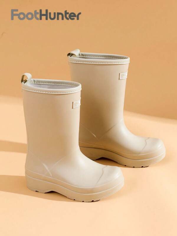 Dames effen waterdichte regenlaarzen, nieuwe mode ronde neus laarzen, geschikt voor buitengebruik, antislip regenlaarzen voor dames en meisjes