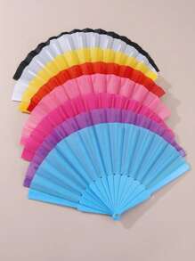 1PC Multi-Color Fashion Simple Solid Color Folding Fan, Perfect Gift For Friends, Family And Classmates