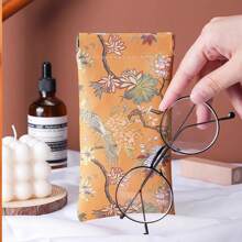 Data Cable Storage Bag, Chinese Style Flower And Bird Pattern, Auto-Closing Wired Earphone Pouch, Mini Portable Digital Bag - Multicolor - View 2