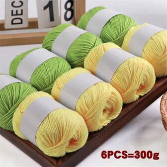 Set de 6 madejas de hilo de seda de lujo, 50g cada una, hilo de punto suave apto para suéteres, mantas de bebé y bufandas, en colores múltiples (beige, blanco, rojo, negro) - Fibras premium para ganchillo y manualidades, hilo de leche de 6 cabos ideal para suéteres, mantas de bebé, bufandas, set de hilos ultra suaves