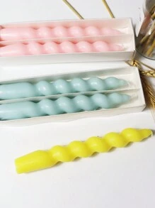 2 盒，4 件/套螺旋扭曲蜡烛，多色可选（白色、黑色、红色、黄色、棕色、橙色、紫色、粉色、浅蓝色），8 小时燃烧时间无滴香薰螺旋柱蜡烛适用于晚宴、婚礼、餐桌摆饰、家居装饰、可爱蜡烛礼物