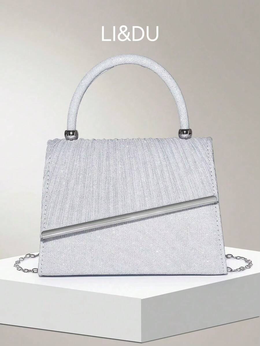 Thanh lịch Và Tuyệt đẹp Long lanh Hình vuông Túi đeo chéo Với Kim loại Đồ trang trí Cho đám cưới , Yến tiệc , Đặc biệt Dịp - Bạc - Xem 1